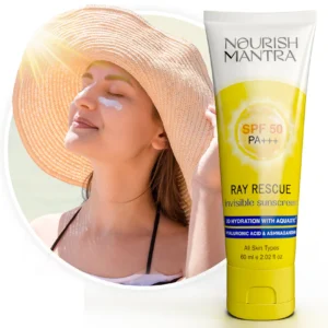 Nourish Mantra Ray Rescue Invisible Sunscreen Lotion SPF 50 – Hydrating, Non-Greasy Sun Protection