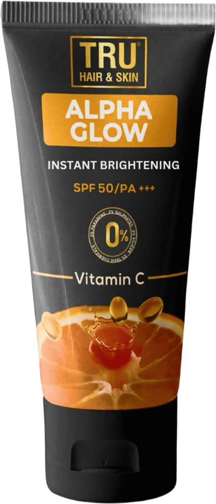 TRU HAIR & SKIN Alphaglow Sunscreen SPF 50 PA+++ (50g) | Instant Brightening Sunscreen for Men