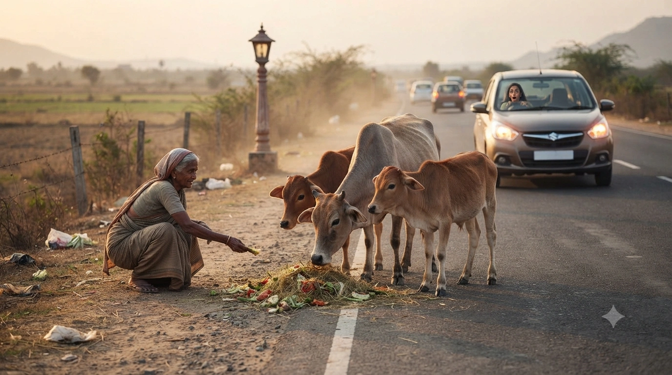Feeding Cows on the Roadside: A Kind Act That Can Become a Road Safety Risk